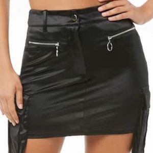 WFFS Black Satin  Cargo Mini Skirt size M